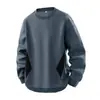 Sudadera de Hombre con Bloques de Color Nueva para Otoño e Invierno Casual Versátil Juvenil Elegante Camiseta de Manga Larga Cuello Redondo Sudadera de Moda