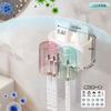 Suporte para escova de dentes, rack de armazenamento engrossado, vaso sanitário sem perfuração, espremedor automático de pasta de dente, enxaguante bucal para várias pessoas, porta-copo para escova de dentes