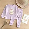 Conjunto de Ropa Interior Térmica De Rong para Bebé: Estampado de Dibujos Animados Lindo, Cálido, Absorbe la Humedad, Transpirable, Conjunto de Dos Piezas Otoñal para Niños