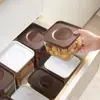Caja Sellada Rectangular Transparente Doble Espada con Tapa de Plástico Comercial de Gran Capacidad para Alimentos Almacenamiento Sellada con Cuchara para Granos de Café