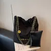 Bolso de Hombro Grande de Ante Retro Otoño/Invierno Bolso Hobo Pequeño Estilo Chanel Acolchado de Diamantes con Cadena Bolso de Hombro Único Cruzado