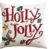 Funda de almohada navideña de lino sin relleno, fondo rojo con muñeco de nieve y árbol de Navidad, funda de cojín para decoración de ambiente festivo