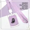 Portatarjetas Deslizante Divertido de Gato Soporte para Insignia de Estudiante Tarjeta de Campus Bolsa para Tarjeta de Comida Transparente Portaid Anti-Pérdida Funda Protectora para Hombres y Mujeres