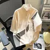 Camisas de Manga Corta para Hombre, Chaquetas de Trabajo Patchwork de Moda, Camisas Casuales Juveniles Handsome Estilo Coreano de Verano, Ropa de Moda para Hombre