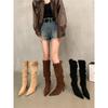 Botas Marrones Delgadas de Tacón Alto y Punta Fina, Botas Altas de Monta para Mujer, Botas Altas Apiladas Estilo Vintage Otoño 2026