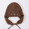 Nuevo Gorro Cálido de Lana para Otoño e Invierno, Gorro de Punto Versátil con Protección para los Oídos, Circunferencia de Cabeza Grande, Cara Pequeña, Gorro de Piloto Ajustable