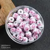 Aplicações Redondas Contas de Cerâmica 8mm Contas de Porcelana Azul e Branca Material para Pulseira DIY Contas Soltas de Cerâmica Saquinho Pulseira Acessórios Atacado
