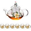 Novo Conjunto de Chá Kung Fu Criativo Esmalte Flor de Damasco Copo Reto Pequena Xícara de Chá Casa Negócios Bule Separação Chá Água