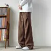 Pantalones deportivos retro americanos con estampado de trigo para hombre, primavera/otoño 2026, marca de moda, corte limpio, pantalones casuales anchos rectos fluidos