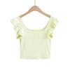 Verano 2024 Nueva Camiseta de Hombro con Manga Mariposa para Niñas Hot Sexy Ombligo de Cintura Alta Dulce Sexy Top Corto