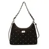 Bolso de Hombro con Cadena y Bordado de Rombo de Moda 2025 Invierno Nuevo Estilo Versátil de Moda Bolso Cruzado de Gama Alta para Mujer