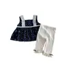 Vestido de Bebé Dianxi Dulce de Encaje Floral sin Mangas Verano Nuevo Estilo Casual Versátil Leggings para Bebés Niñas