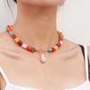 Collar con colgante de perla turquesa de color natural irregular, joyería transfronteriza europea y americana, collar tejido a mano para mujer