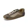 Versión de Piel de Oveja ~ Estilo Retro de Nicho Punta Redonda con Cordones Casual Versátil Moda Transpirable Bloques de Color Altura Aumentadora Cómodos Zapatos de Entrenamiento Alemanes