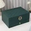 Caja de joyería de alta calidad aretes aretes collar anillo gran capacidad exquisita caja de almacenamiento de joyas doradas