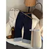 Su Xinlan / YOUMO Shisan Hang Jeans Atacado Jeans de Veludo de Inverno Nove Pontos Perna Reta (com cinto