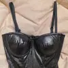 Corsé de Espina de Pescado con Correa Nueva de Cuero Estilo Francés, Top sin Mangas Sexy Adelgazante con Almohadillas de Sujetador Integradas, Bustier Elegante para Mujer
