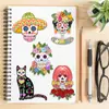 8 Collage Cambiaformas Día de Muertos Mexicano Dibujo Animado Pintado Manualidad DIY Decoración para Teléfono Móvil Cuaderno Pegatinas Impermeables