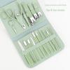 Novo Saco Dobrável Conjunto de Cortador de Unhas Matcha Verde Conjunto de 16 Peças Ferramentas de Unhas Conjunto de Cortador de Unhas Portátil para Casa