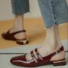 Sandalias Planas de Moda Populares para Mujer Verano 2025 Nuevo Estilo Hebilla de Correa Hebilla Sandalias de Tacón Grueso para Mujer