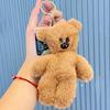 Llavero con colgante de peluche de oso de peluche de pelo largo, bonito adorno para mochila escolar, venta al por mayor