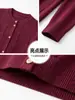 Top de punto hueco de manga larga color burdeos simple de alta gama para mujer 2026 principios de otoño estilo fino elegante holgado top rejuvenecedor
