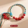 Venta al por mayor Mineral Crudo Natural Alto Contenido Cinabrio Rojo Imperial Cuentas Cubo de Guanyin Pulsera Estilo Tíbet Cuerda Pulsera Garra de Gato Pixiu