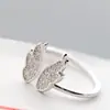 Nafuge Joyería de Plata al por Mayor Moda Anillo de Plata de Ley 925 Alas de Ángel de Diamante Anillo Abierto Anillo de Plata para Mujer