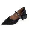 Zapatos Mary Jane Retro Estilo Francés Estampado de Leopardo Punta Fina para Mujer 2026 Otoño Tacón Grueso Correa Única Planos Bajos Versátiles Zapatos de Cuero