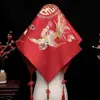 Véu vermelho noiva casamento novo estilo chinês terno Xiuhe bordado cetim estilo antigo gaze véu de casamento