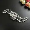 Accesorios de Vestido de Novia de Lujo Ligero y Elegantes, Peine para el Cabello de Perlas Tejido a Mano con Pedrería, Joyería para Novias