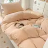 Juego de Cama de Tres Piezas de Algodón 100% Puro Jacquard Color Sólido 60S para Dormitorio de Estudiantes, Juego de Ropa de Cama con Funda de Edredón, Sábana Plana y Sábana Ajustable 100% Algodón Puro de Lujo Ligero
