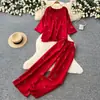 Conjunto de Duas Peças com Gola Redonda, Estampa Doce de Laços, Estilo Levemente Maduro para Mulheres, Estilo de Commuting para Primavera e Outono, Conjunto Fashionável com Mangas Três Quartos