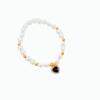Joyería para Mascotas Transfronteriza Collar de Perlas para Gato y Perro Acrílico Amor Aleación Colgante de Diamantes Lindo Collar Elástico