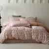 Conjunto de Quatro Peças de Algodão Escovado Estilo Pastoral de Outono e Inverno Estampado Moda Amigável à Pele Quente Capa de Edredom Lençóis e Cama de Algodão Puro