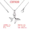 Colar Feminino Fashion com Corrente Cruzada, Moinho de Vento, Veleiro, Cauda de Peixe, Laço, Pingente Micro-Incustado de Cobre Puro, Corrente Criativa para Clavícula