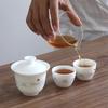 Juego de té de viaje de cerámica de jade graso de oveja, una tetera, dos tazas, taza exprés portátil para exteriores, regalo de negocios, regalo