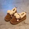 Zapatos de Algodón Nieve Bola de Pelo Más Vendidos Mujer Invierno Más Terciopelo 2026 Nuevo Estilo Invierno sin Cordones Versátiles Mocasines Birkenstock