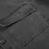 Jaqueta Jeans Vintage Lavada para Homens, Estilo Punk High Street, Multi-Bolsos, Gola Reversível, Casaco Workwear, Caimento Solto Casual para Primavera e Outono