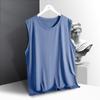 Chaleco de seda de hielo para hombre, moderno, fino, transpirable, de secado rápido, deportivo, de ocio, ancho, con cuello redondo, sin mangas, para verano