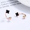 Pendientes de hilo de epoxy redondos geométricos de trébol para mujer, plata de ley 925, nicho, amor, hebilla de giro negra, joyería de tornillo