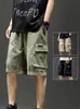 Verão 2025 Novo Shorts Cargo Masculino Multibolsos Moderno Ins Solto Reto Casual Esportivo