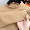 Camiseta de manga larga de terciopelo explosivo de doble cara para hombre, ropa interior térmica interior de otoño e invierno, cuello semi-alto, suéter básico para hombre