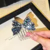 Grampo de Cabelo com Laço Brilhante de Strass Estilo Light Luxury para Mulheres Pente para Franja Penteado Exquisito de Princesa Pente para Cabelo do Topo da Cabeça Pente para Cabelos Rebeldes Acessórios de Cabelo
