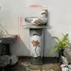 Fregadero para Mopas Estilo Chino Retro Hogareño Cubeta para Mopas Balcón Patio Lavabo Exterior Cerámica Fregadero Integrado para Mopas