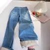Jeans Gruesos Rectos Holgados Forrados de Polar Azul Claro para Mujer, Nuevos de Otoño e Invierno de Cintura Alta Adelgazantes con Caída Versátiles de Pierna Ancha