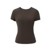 Camiseta Esportiva Lisa Sem Costas Simples com Fenda Secagem Rápida Manga Curta Respirável Emagrecimento Yoga Fitness