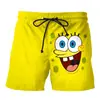 Pantalones de playa de Bob Esponja pantalones de cinco puntos bañadores europeos y americanos estampado 3D coco talla grande pantalones cortos casuales para hombre ventas directas de fábrica