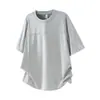 Camiseta Informal Transpirable de Manga Corta con Cuello Redondo Gris Claro para Hombre con Diseño de Costuras Visibles 2026 Nuevo Verano