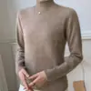¡Estilo de temperamento de alta gama! Suéter de cachemir para mujer, cuello medio alto, dobladillo enrollado, tejido, top adelgazante